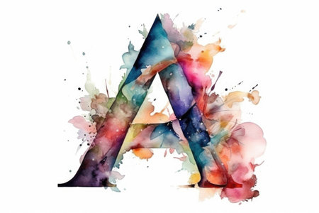 letter a, watercolor style, on white background, created with generative aiの素材