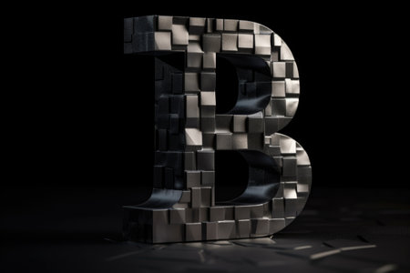 letter b, 3d block letters style, on black background, created with generative aiの素材