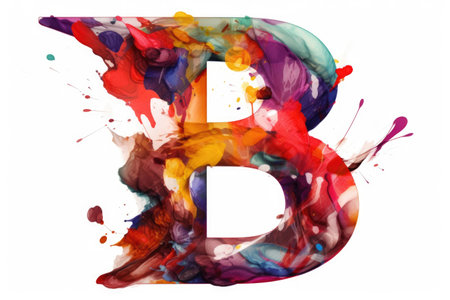 letter b, abstract expressionism style, on white background, created with generative aiの素材