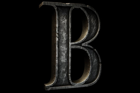 letter b, chalkboard style, on black background, created with generative aiの素材