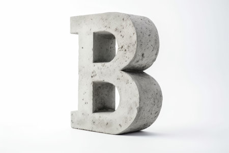 letter b, from concrete, on white background, created with generative aiの素材