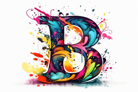 letter b, street art style, on white background, created with generative aiの素材