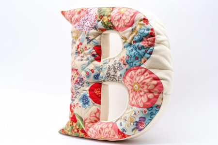 letter b, quilted, on white background, created with generative aiの素材