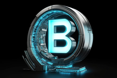 letter b, futuristic style, on white background, created with generative aiの素材