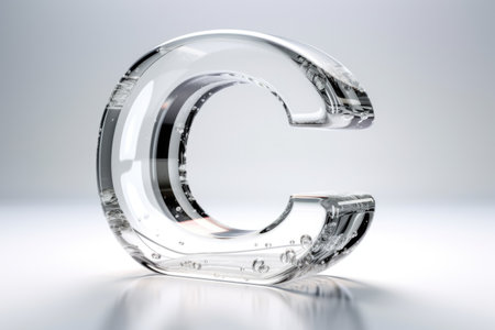 letter c, from glass, on white background, created with generative aiの素材