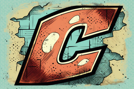 letter c, comic book style, on white background, created with generative aiの素材