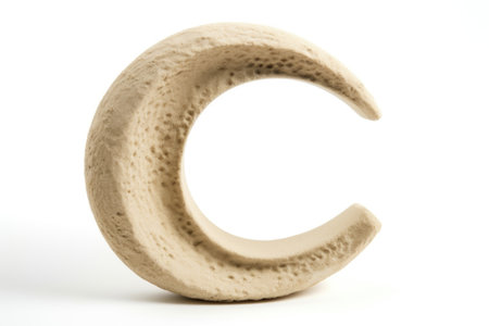 letter c, from sand, on white background, created with generative aiの素材