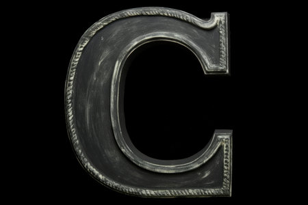 letter c, chalkboard style, on black background, created with generative aiの素材