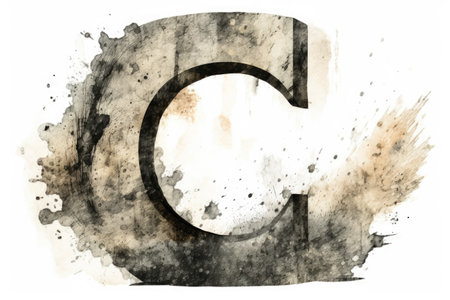 letter c, grunge style, on white background, created with generative aiの素材