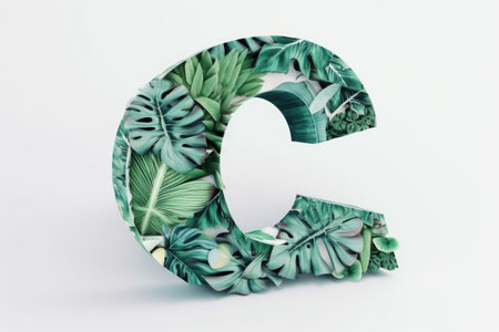 letter c, tropical style, on white background, created with generative aiの素材