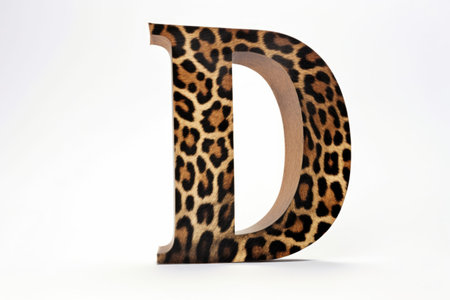 letter d, animal print style, on white background, created with generative aiの素材
