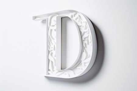 letter d, paper cut-out style, on white background, created with generative aiの素材