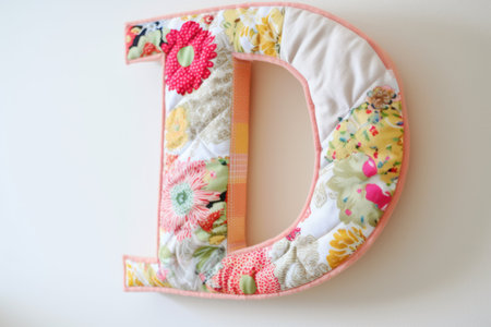 letter d, quilted, on white background, created with generative aiの素材