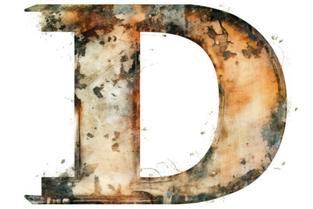 letter d, grunge style, on white background, created with generative aiの素材