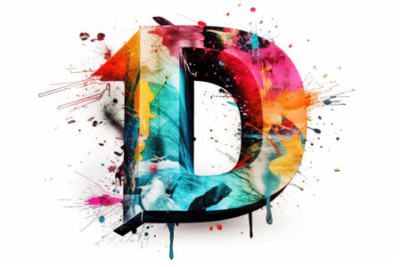 letter d, street art style, on white background, created with generative aiの素材