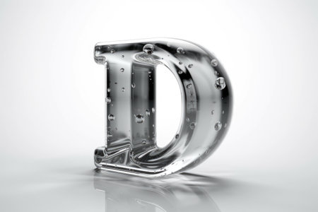 letter d, from glass, on white background, created with generative aiの素材