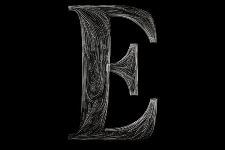 letter e, chalkboard style, on black background, created with generative aiの素材