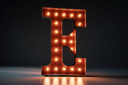 letter e, marquee lights style, on white background, created with generative aiの素材