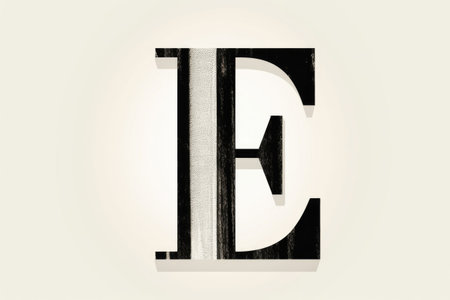 letter e, stencil, on white background, created with generative aiの素材