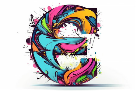 letter e, pop art style, on white background, created with generative aiの素材