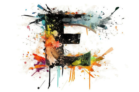 letter e, grunge style, on white background, created with generative aiの素材