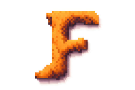 letter f, pixel art style, on white background, created with generative aiの素材