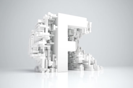 letter f, 3d block letters style, on white background, created with generative aiの素材