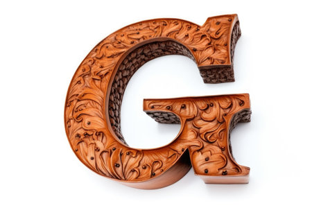 letter g, from leather, on white background, created with generative aiの素材