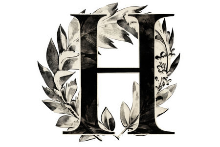 letter h, stencil, on white background, created with generative aiの素材