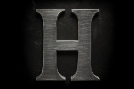 letter h, chalkboard style, on black background, created with generative aiの素材