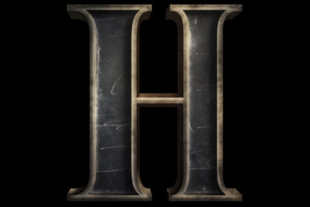 letter h, chalkboard style, on black background, created with generative aiの素材