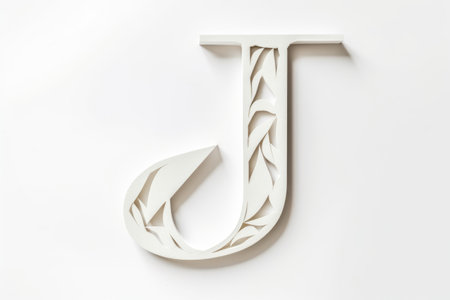 letter j, paper cut-out style, on white background, created with generative aiの素材