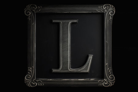 letter l, chalkboard style, on black background, created with generative aiの素材