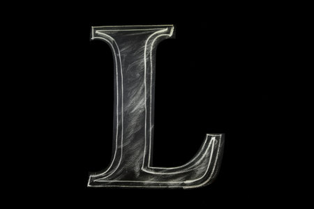 letter l, chalkboard style, on black background, created with generative aiの素材