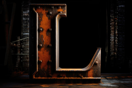 letter l, industrial style, on black background, created with generative aiの素材