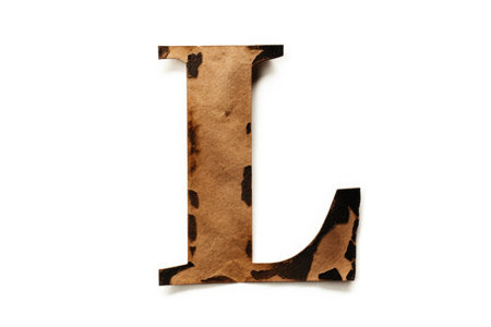 letter l, stencil, on white background, created with generative aiの素材