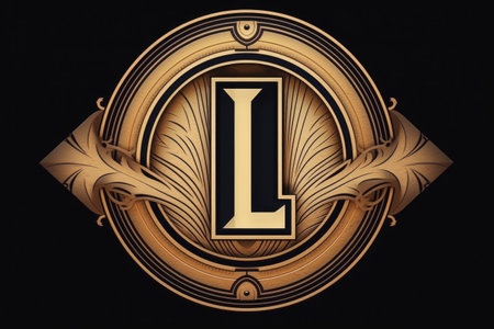 letter l, art deco style, on white background, created with generative aiの素材