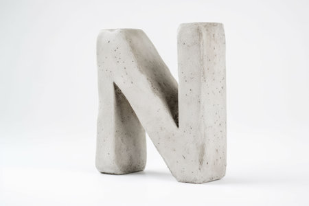 letter n, from concrete, on white background, created with generative aiの素材