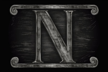 letter n, chalkboard style, on white background, created with generative aiの素材