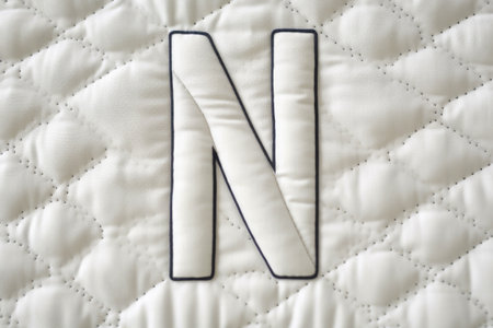 letter n, quilted, on white background, created with generative aiの素材