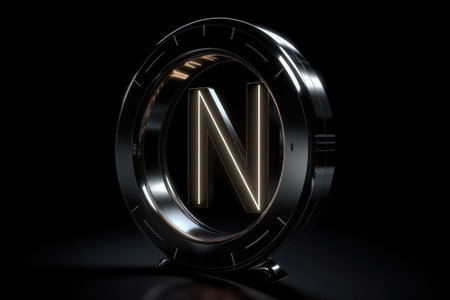letter n, futuristic style, on black background, created with generative aiの素材