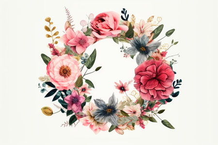 letter o, floral and botanical style, on white background, created with generative aiの素材