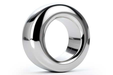 letter o, from polished metal, on white background, created with generative aiの素材