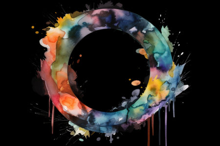 letter o, watercolor style, on black background, created with generative aiの素材