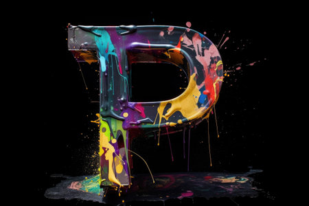 letter p, street art style, on black background, created with generative aiの素材