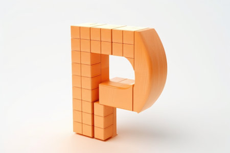 letter p, 3d block letters style, on white background, created with generative aiの素材