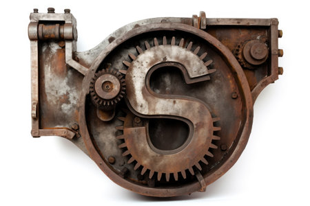 letter s, industrial style, on white background, created with generative aiの素材