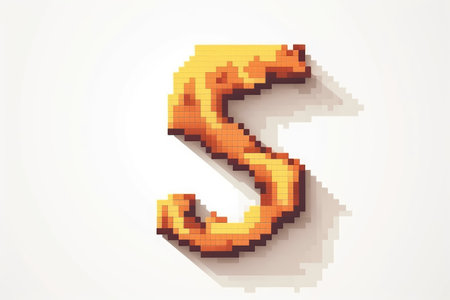 letter s, pixel art style, on white background, created with generative aiの素材