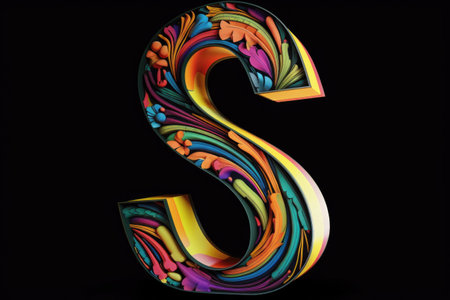 letter s, pop art style, on black background, created with generative aiの素材