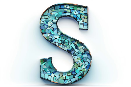 letter s, mosaic style, on white background, created with generative aiの素材